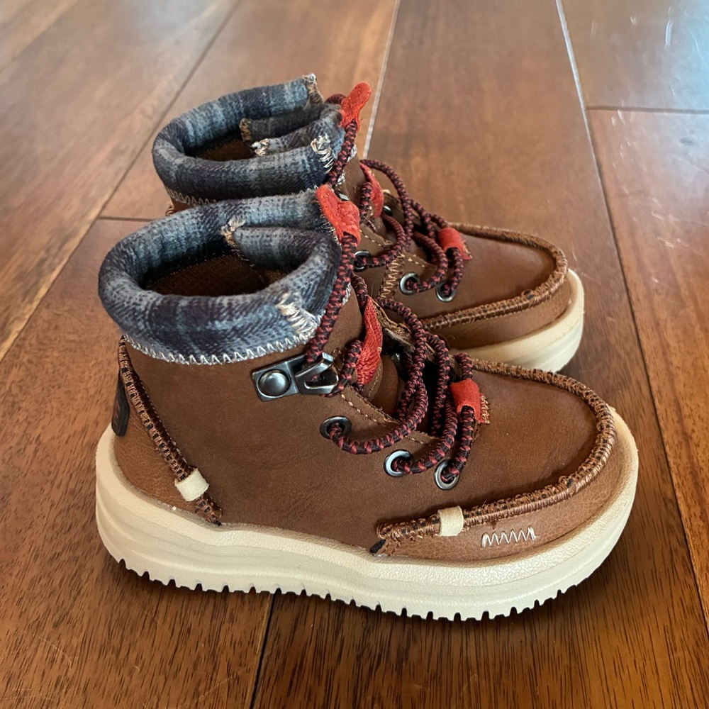 Hey Dude Brown and Red Kids Boots